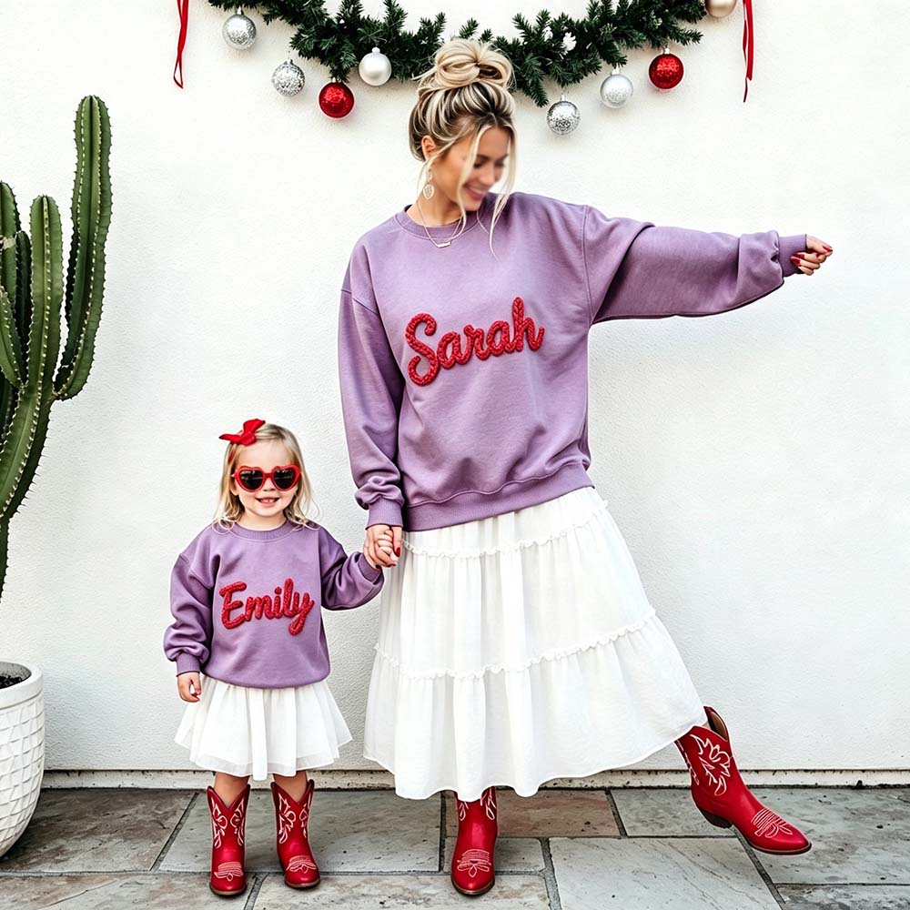 Personalized Hand Embroidered Christmas Matching Family Sweatshirt | CWBaby517