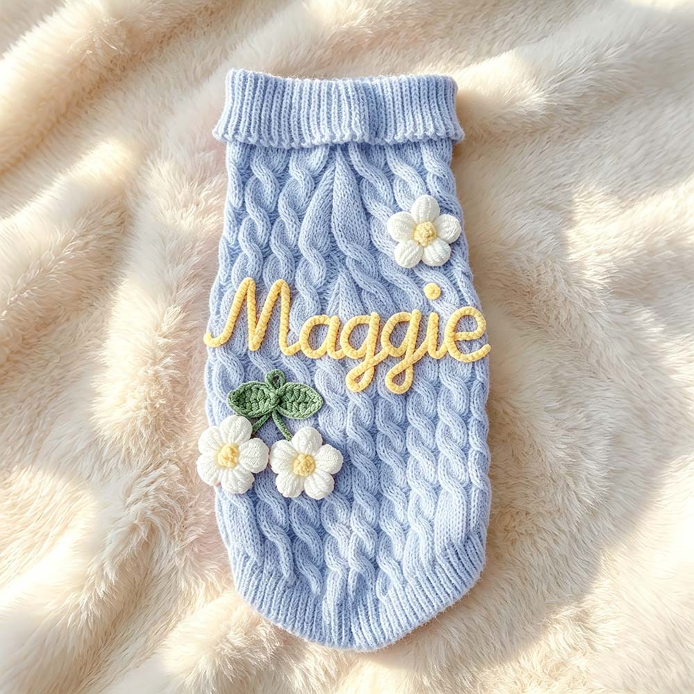 Personalized Hand Embroidered Pets Knit Turtleneck | BKPet580