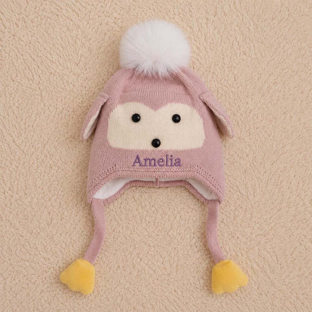 Personalized Embroidery Animal Ear Knit Beanie Hat | HSKid91