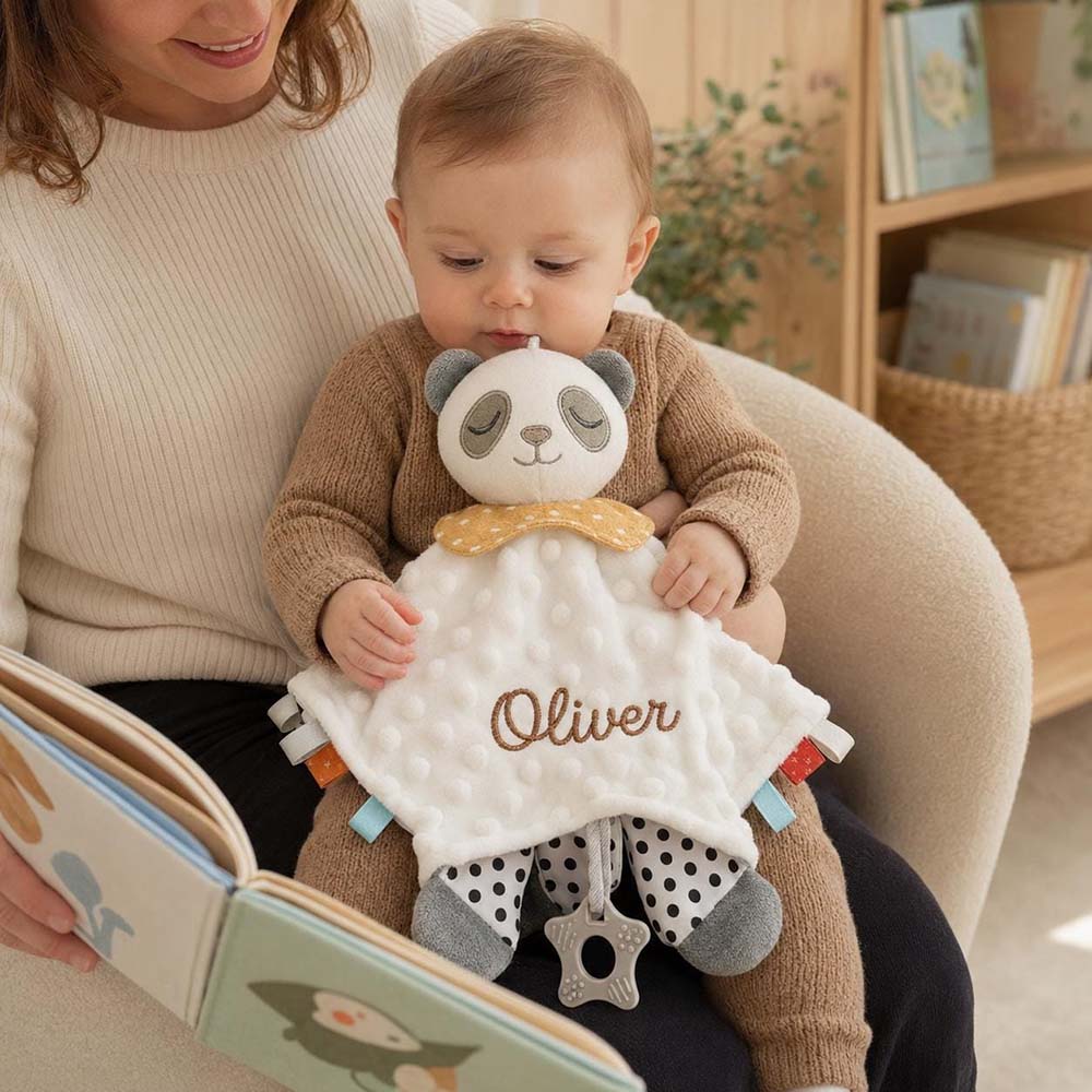 Personalized Embroidered Baby Minky Dot Animal Lovey Blanket | CWToy206