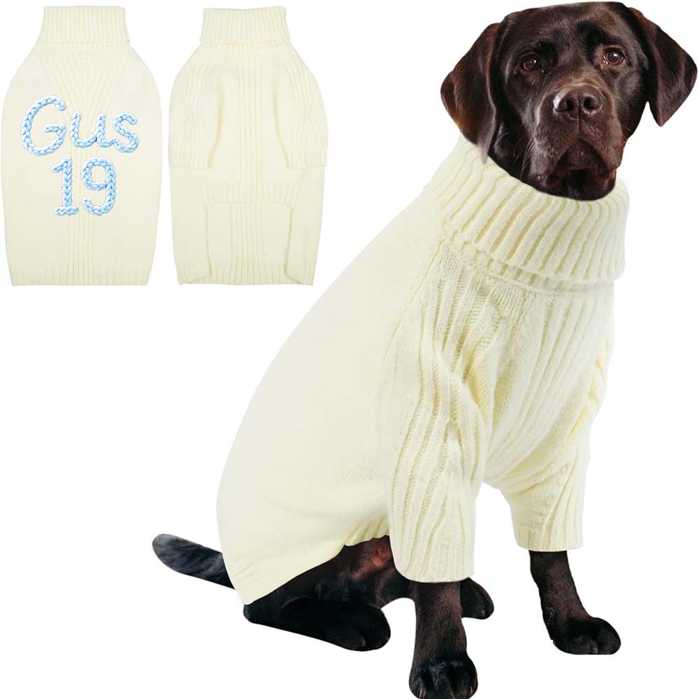 Personalized Hand Embroidery Extra-Warm Pets Large Size Knit Sweater | BKPet591
