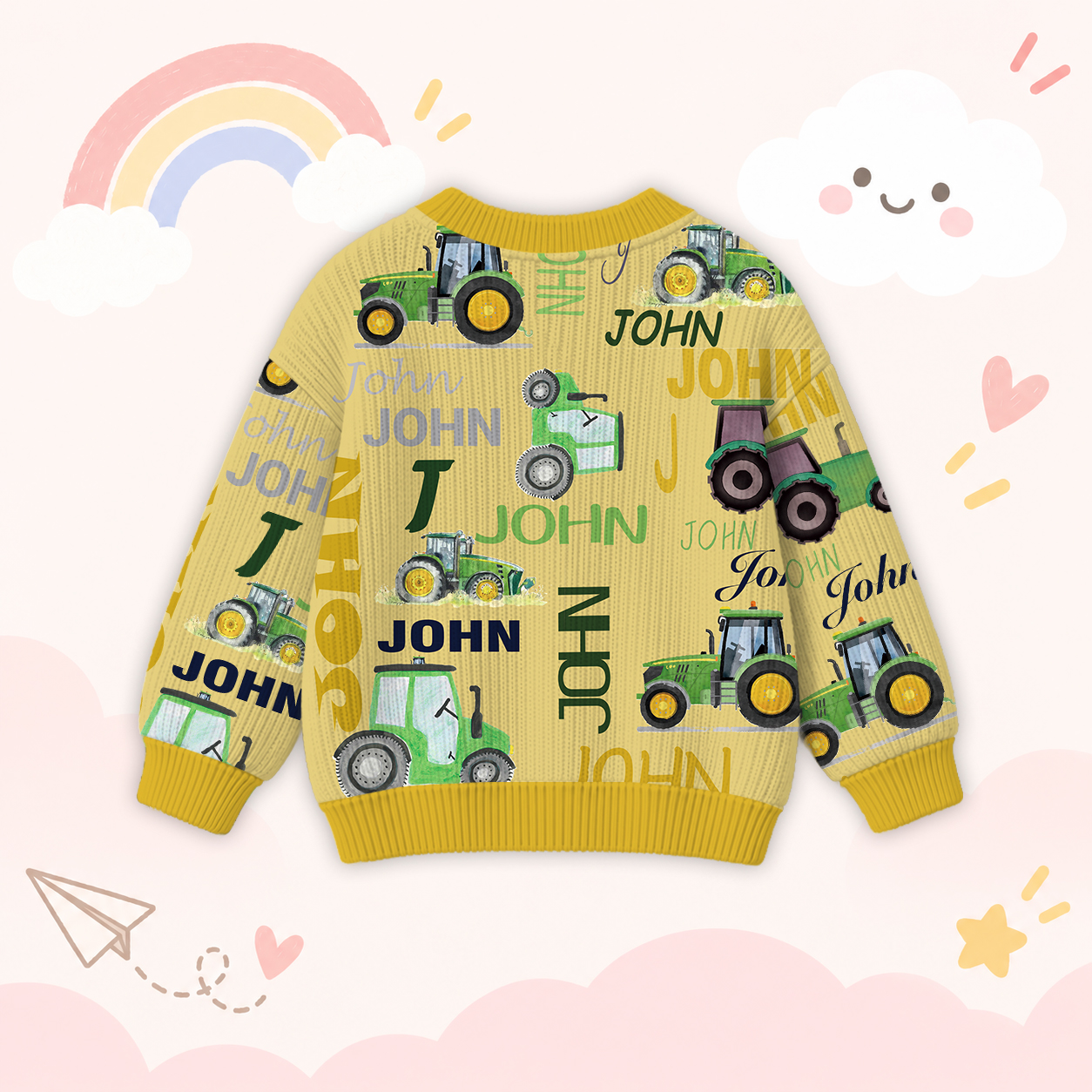Personalized Lovely Kids Truck Knit Sweater | CWSweater05