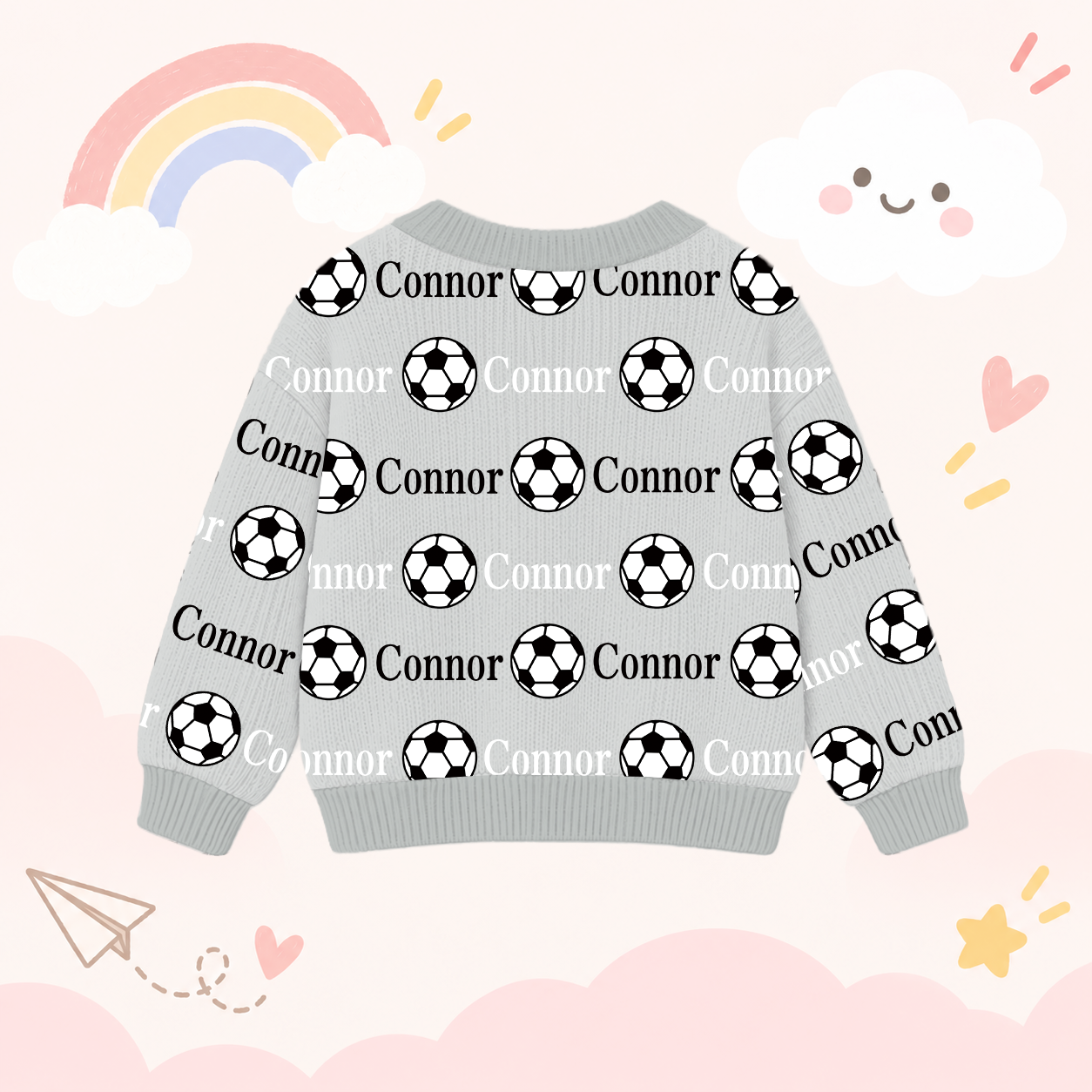 Personalized Lovely Kids Soccer Knit Sweater | CWSweater12