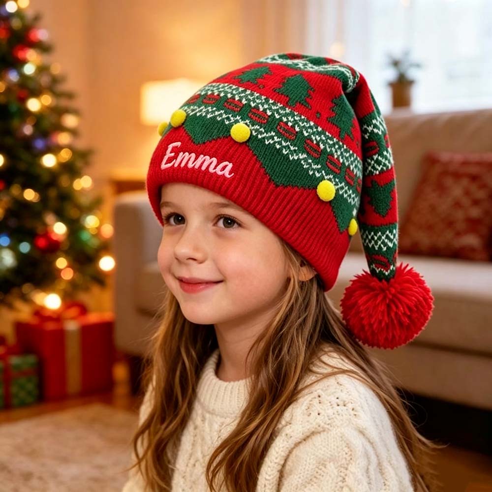 Personalized Embroidery Christmas Knit Beanie For Kid & Adult | MCGift411