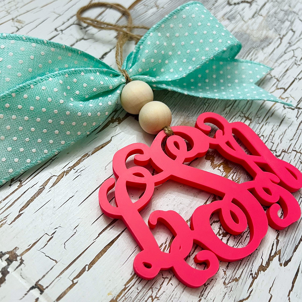 Personalized 3D Printed Car Monogram Charm | CWGift108