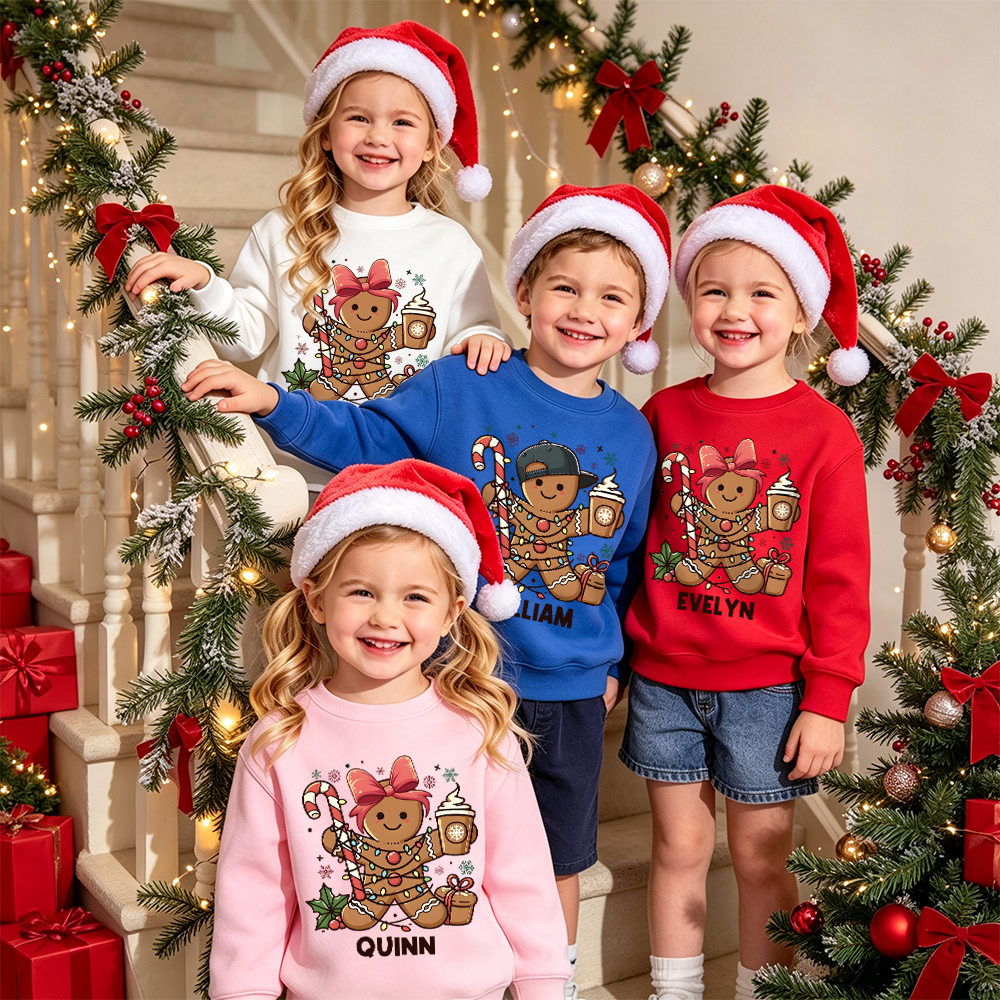 Personalized Christmas Kids Gingerbread Sweatshirt | MCGift419
