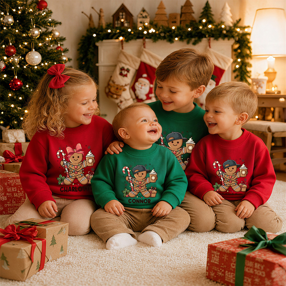 Personalized Christmas Kids Gingerbread Sweatshirt | MCGift419