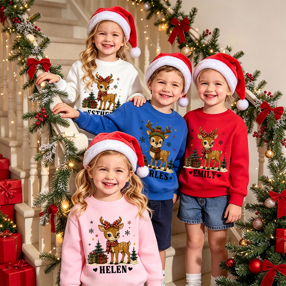 Personalized Christmas Kids Reindeer Sweatshirt | MCGift420