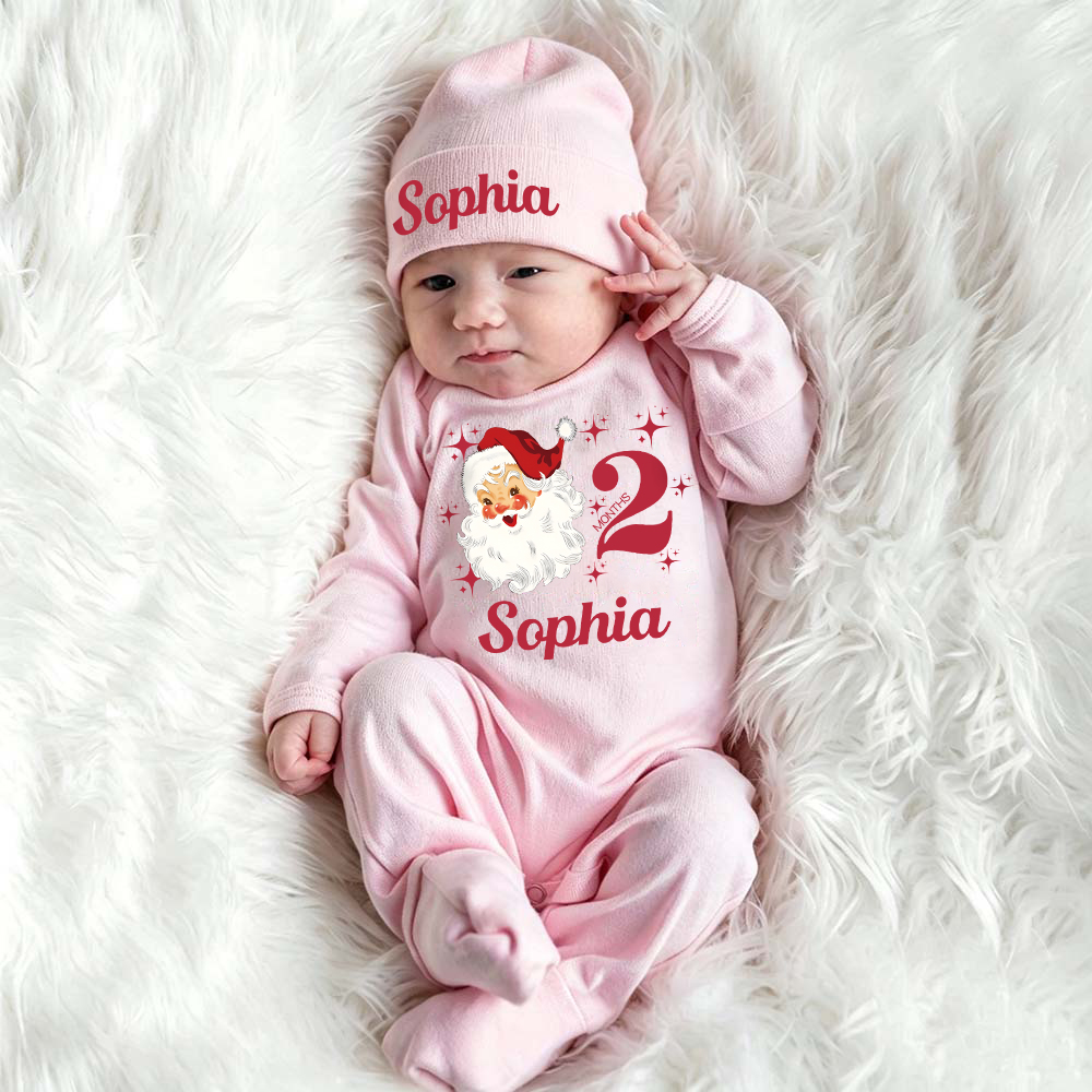 Personalized Baby Christmas Cute Design Romper & Hat Set | MCGift422