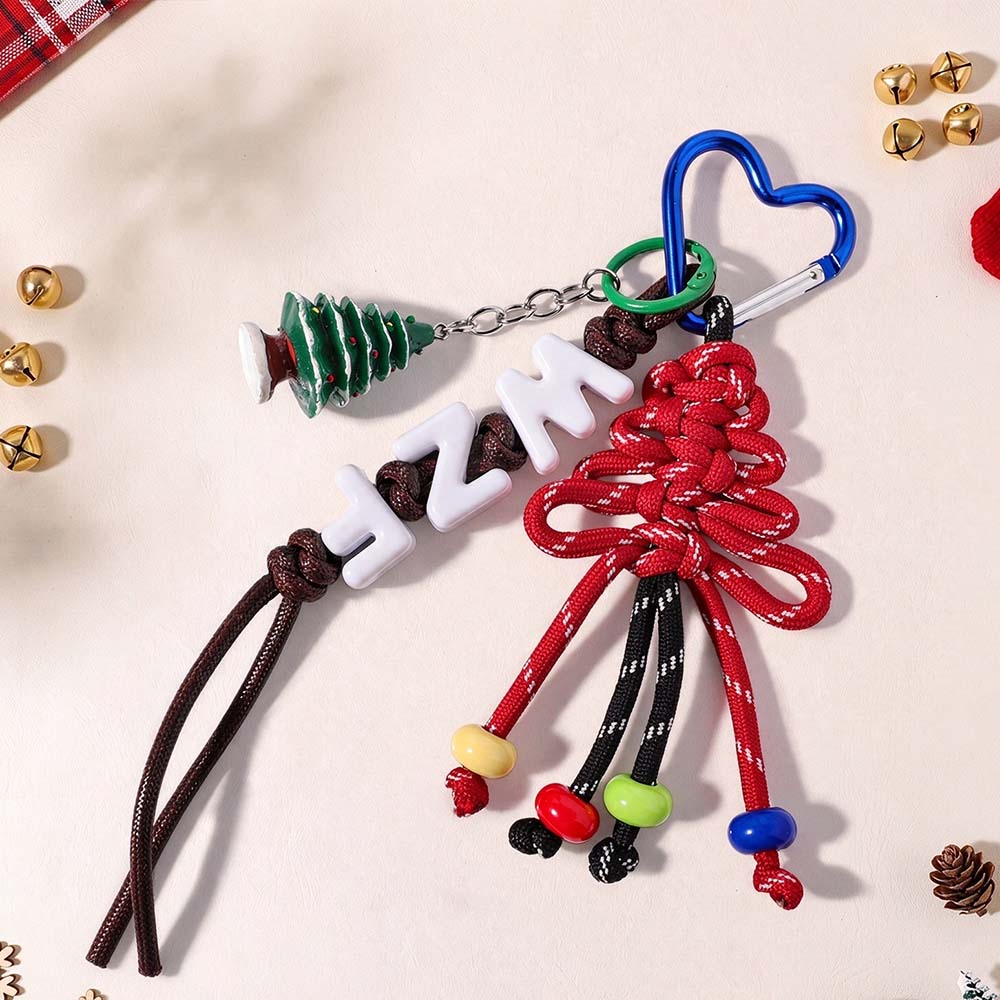 Personalized Christmas Multicolor Letter Beaded Bag Charm | CWGift110