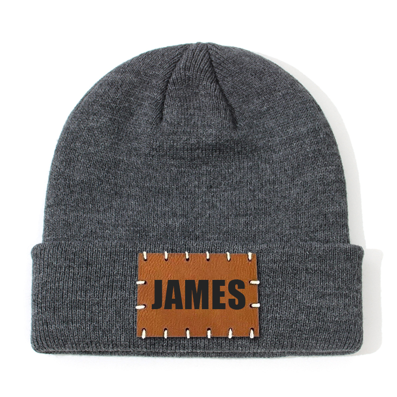Personalized Leather Patch Beanie for Comfort & Unique | HSKid3301
