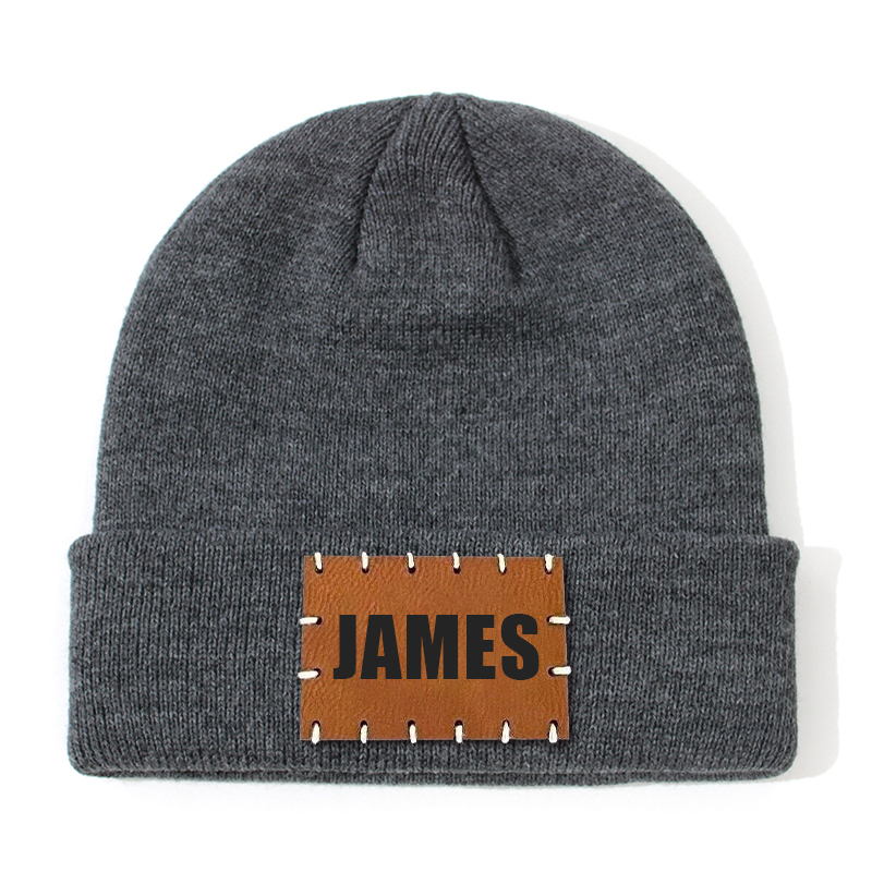 Personalized Leather Patch Beanie for Comfort & Unique | HSKid3301
