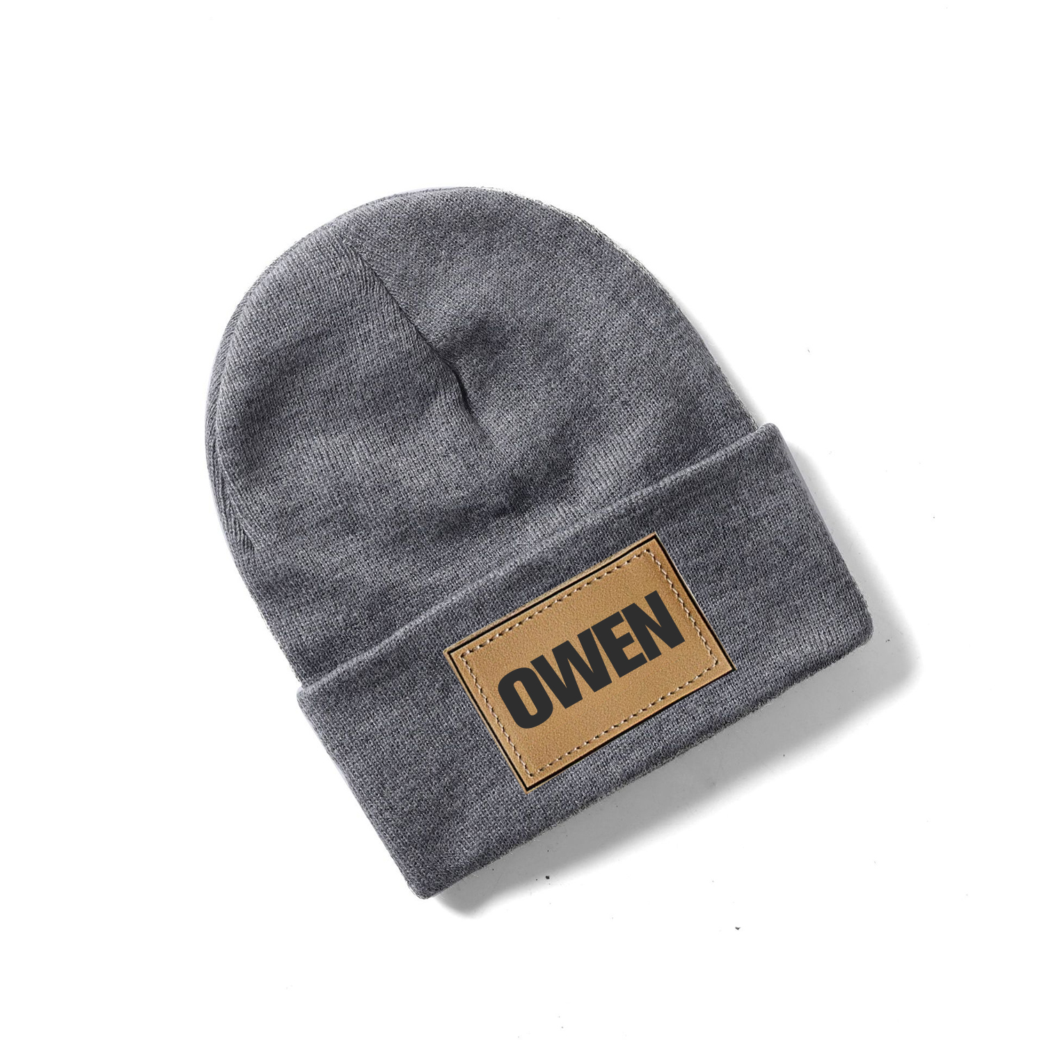 Personalized Leather Patch Beanie for Comfort & Unique | HSKid37