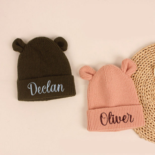 Personalized Cute Bear Beanie With Ears | HSKid41