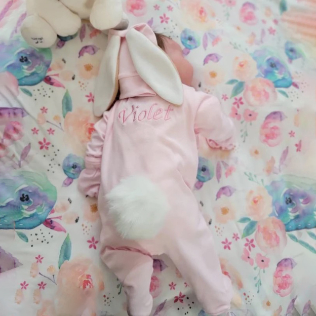 Personalized Embroidery Baby Rabbit Ears Romper | CWbaby85