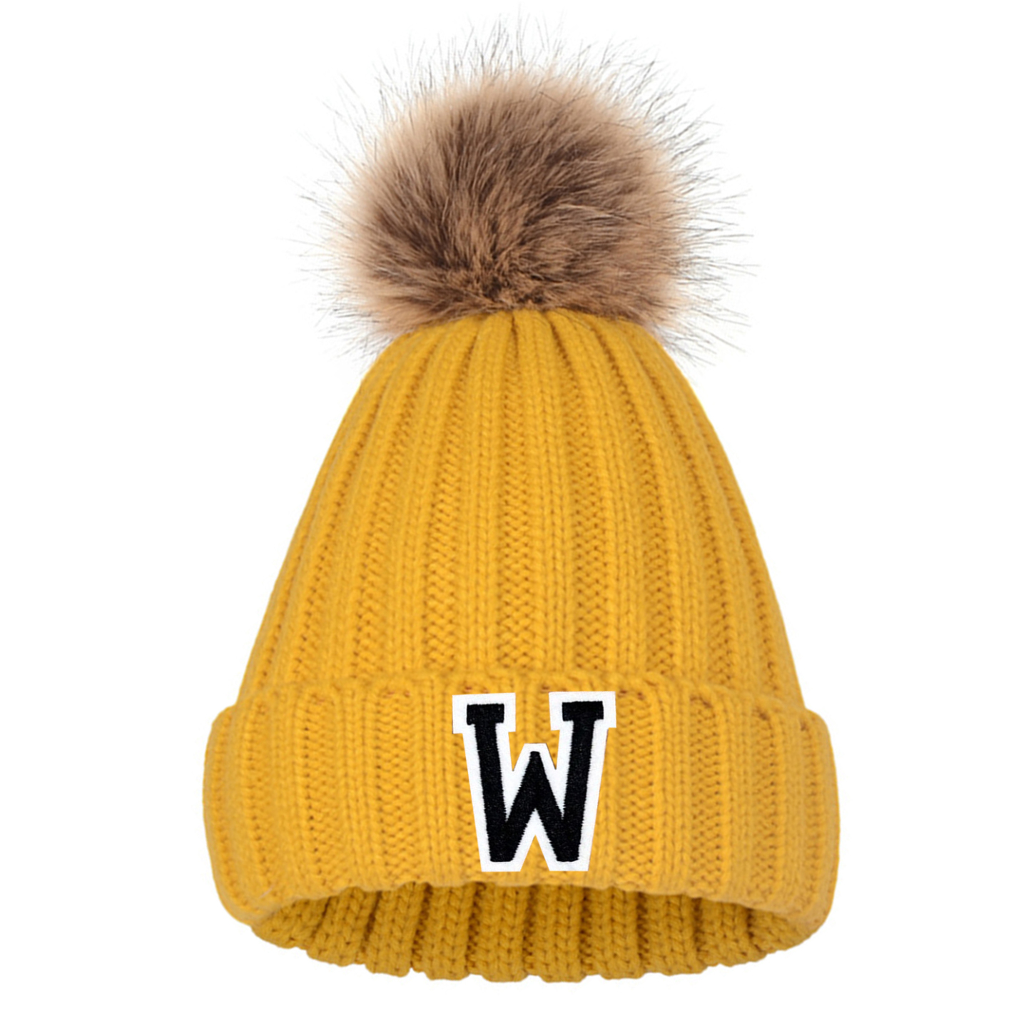 Personalized Initial Patch Pom Pom Beanie Hat | HSKid45