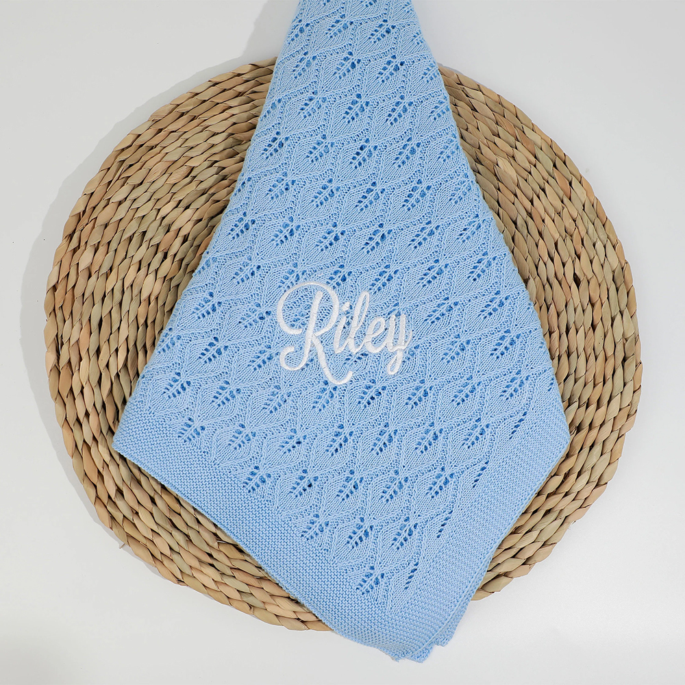 Personalized Embroidered Knit Baby Blanket for Unique Gift | CWBaby87