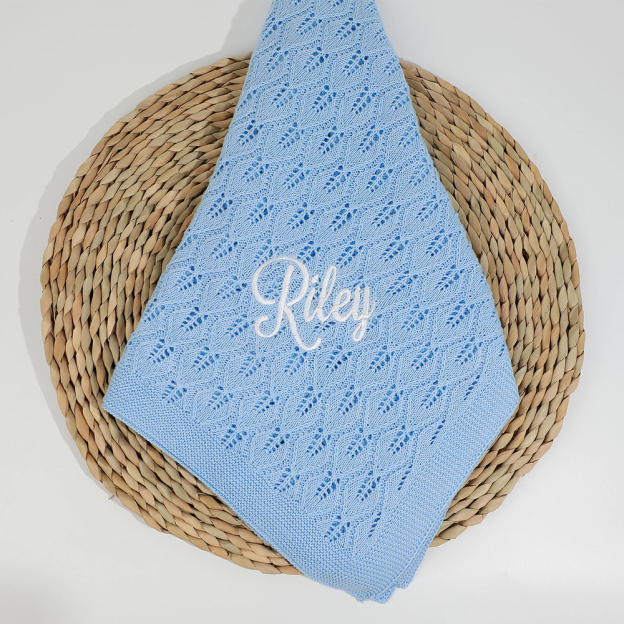Personalized Embroidered Knit Baby Blanket for Unique Gift | CWBaby87