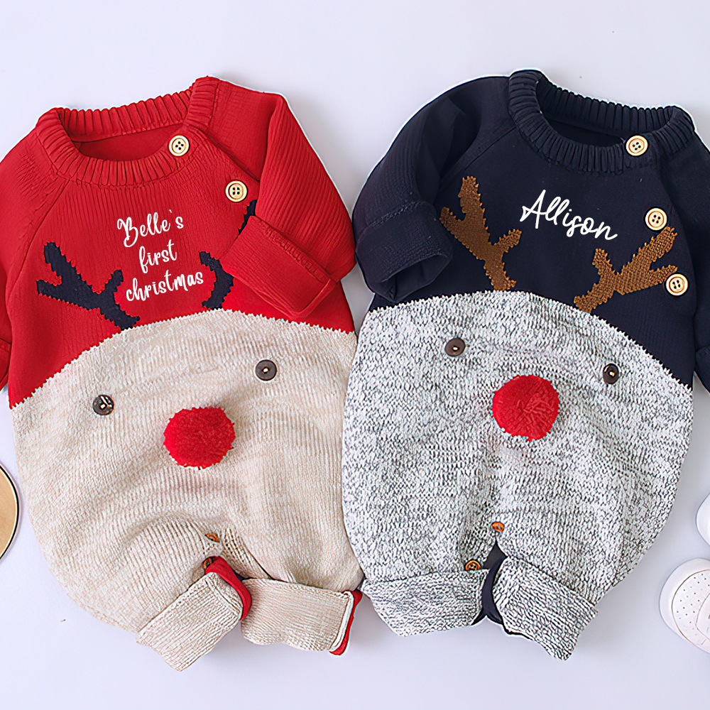 Personalized Christmas Reindeer Outfit for Baby| CWBaby89