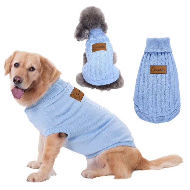 Personalized Leather Patch Pets Colourful Sweater | BKPet97