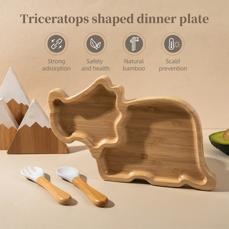 Personalised Baby Bamboo Dinosaur Plate Set | CWBaby20