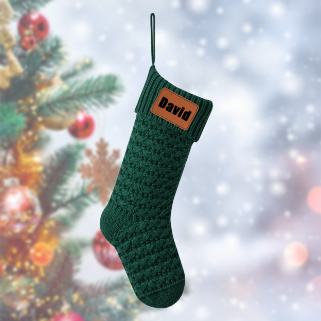 Personalized Leather Patch Christmas Stocking | MCGift84