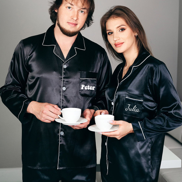 Personalized Christmas Satin Family Pajamas Set | CWFamily15