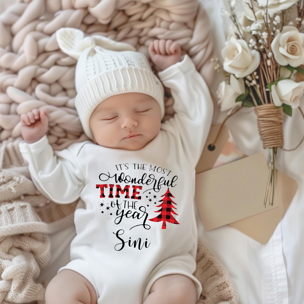 Personalized Baby Merry Christmas White Ropmer | CWBaby104