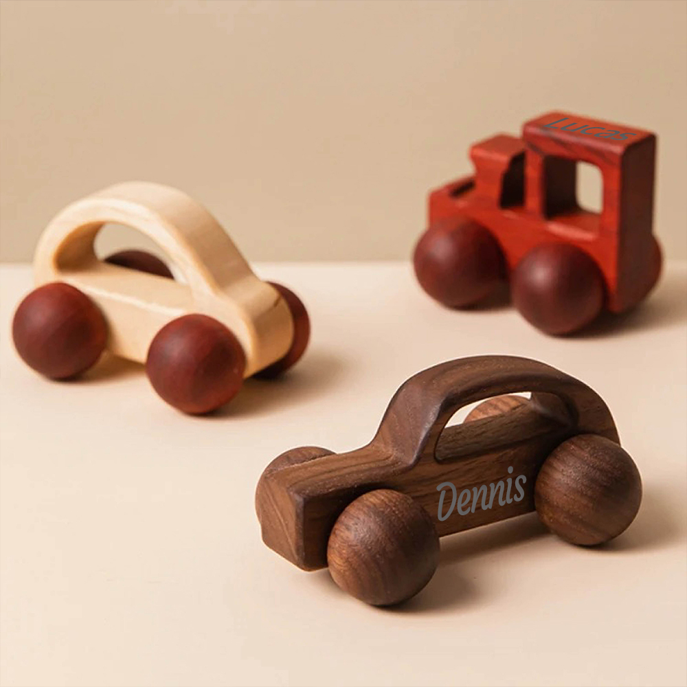 Personalized Baby Natural Wooden Cars Toy | CWToy101