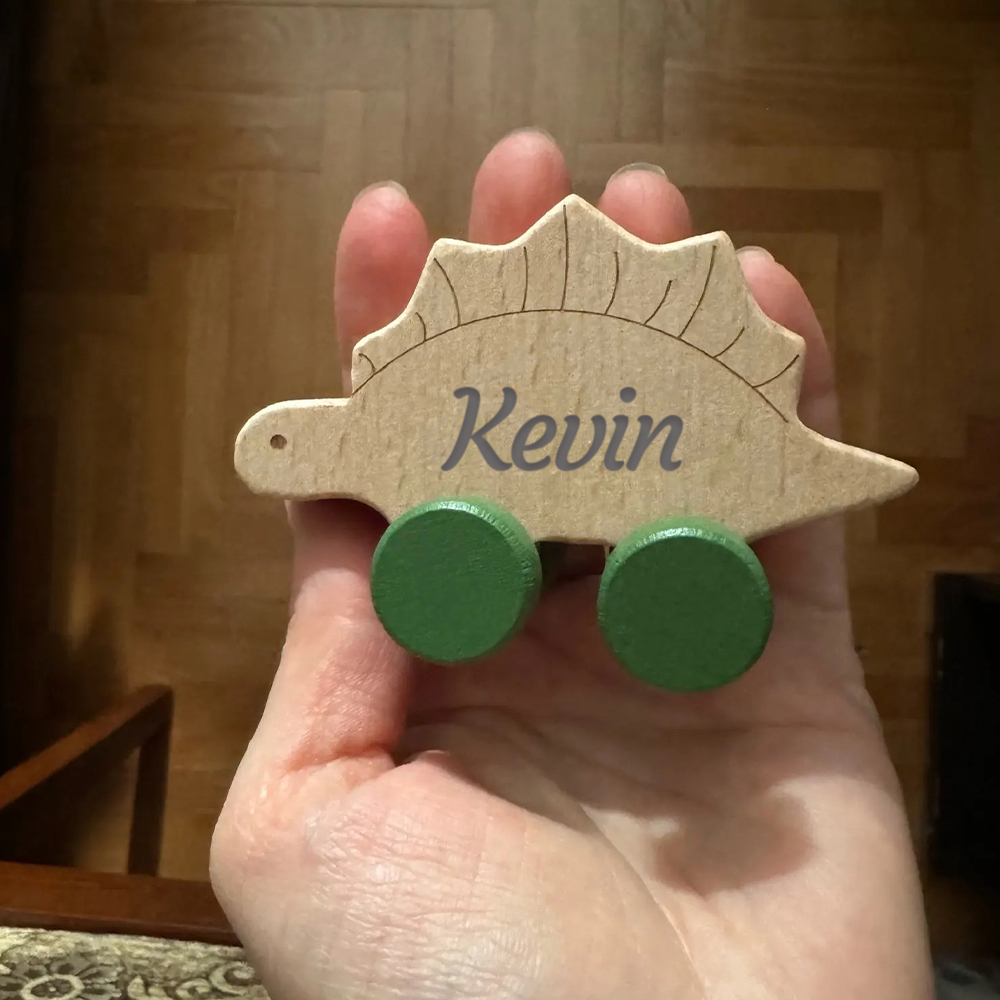 Personalized Natural Wooden Early Education Dinosaur Cars Toy Trolley | CWToy103