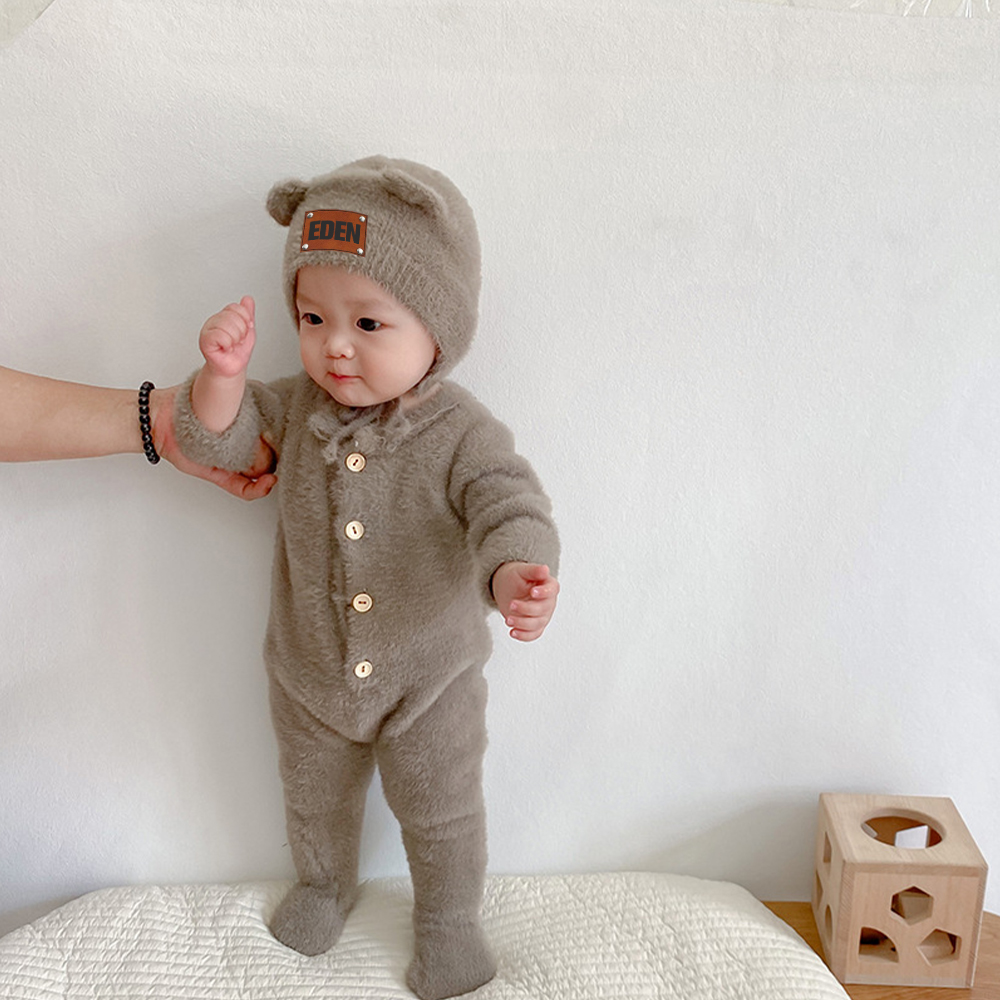 Personalized Baby Mink Cashmere Jumpsuit With Hat | CWBaby116