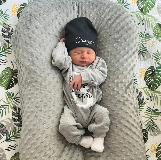 Personalized Baby Coming Home Romper With Hat Set | CWBaby133