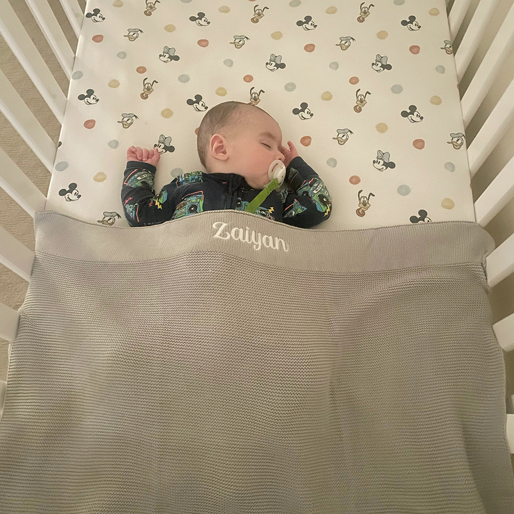 Personalized Embroidered Knit Blanket for Comfort & Unique | CWBaby30