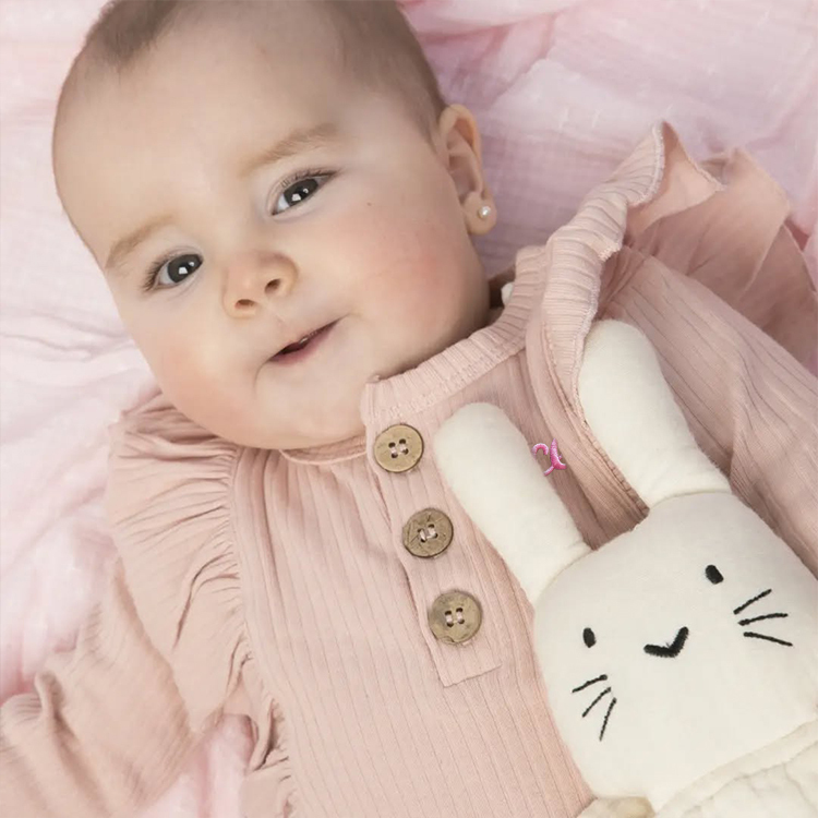 Personalized Baby Girls Ruffle Knit Bodysuit | CWBaby150