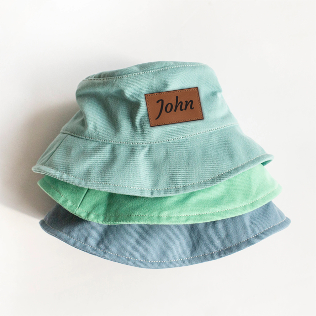 Personalized Kid Leather Patch Bucket Sunbonnet for Comfort & Unique | CWBeach157