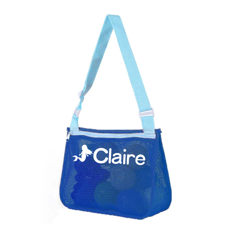 Personalized Seashell Zipper Mesh Beach Bag | CWBeach01