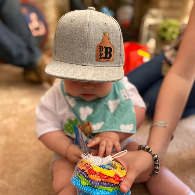 Personalize Kids Leather Patch Cow Tag Hat | CWBeach158