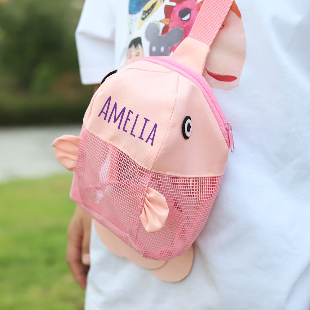 Personalized Clownfish Seashell Zipper Mesh Beach Bag | CWBeach164