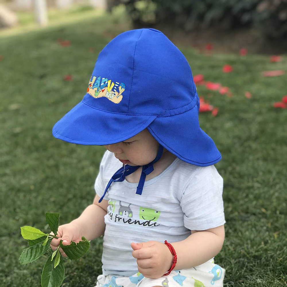 Personalized Kids UV Sun Hat with Neck Protection | CWBeach171