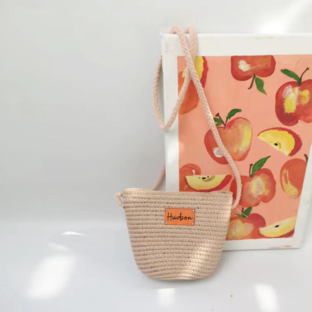 Personalized Summer Leather Patch Straw Bag for Comfort & Unique | CWBeach49