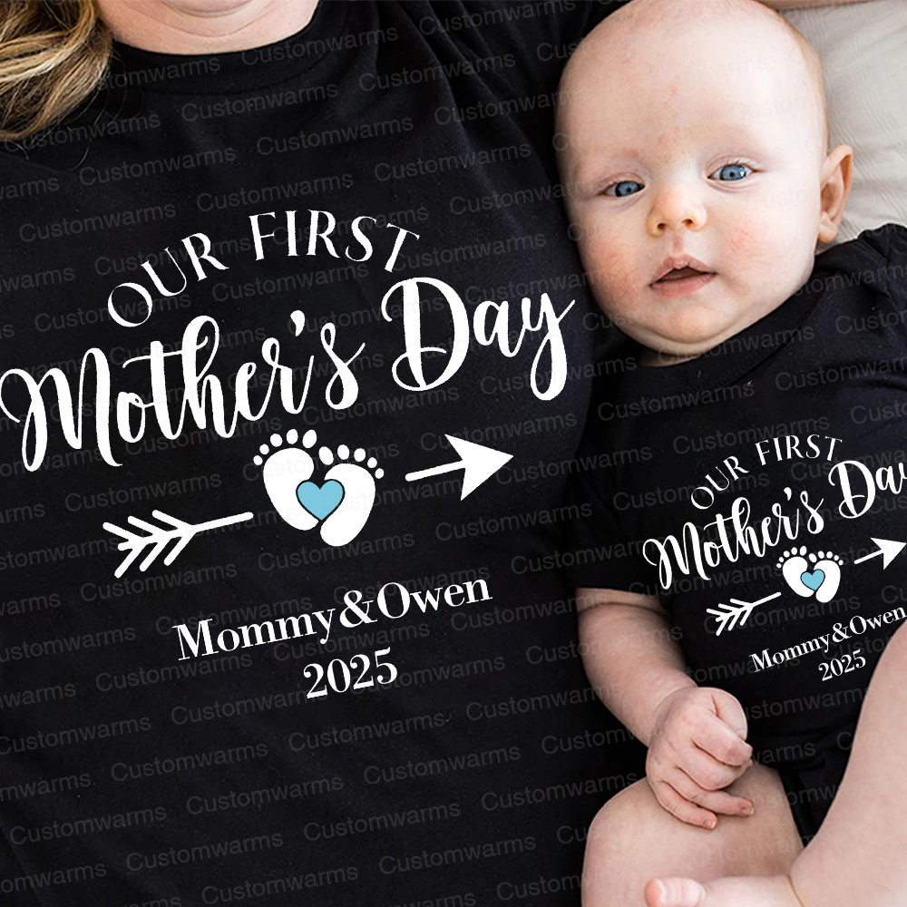 Personalized First Mother's Day Mommy and Baby Outfit | CWFamily23