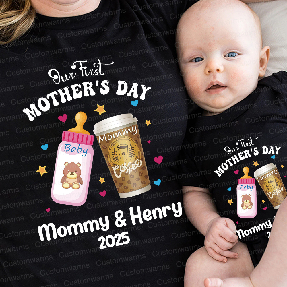 Personalized First Mother's Day Mommy and Baby Outfit | CWFamily25