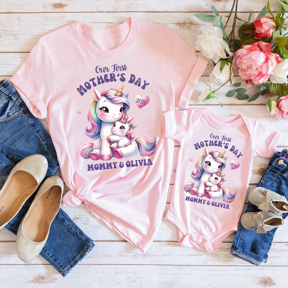 Personalized First Mother's Day Mommy and Baby Outfit | CWFamily29