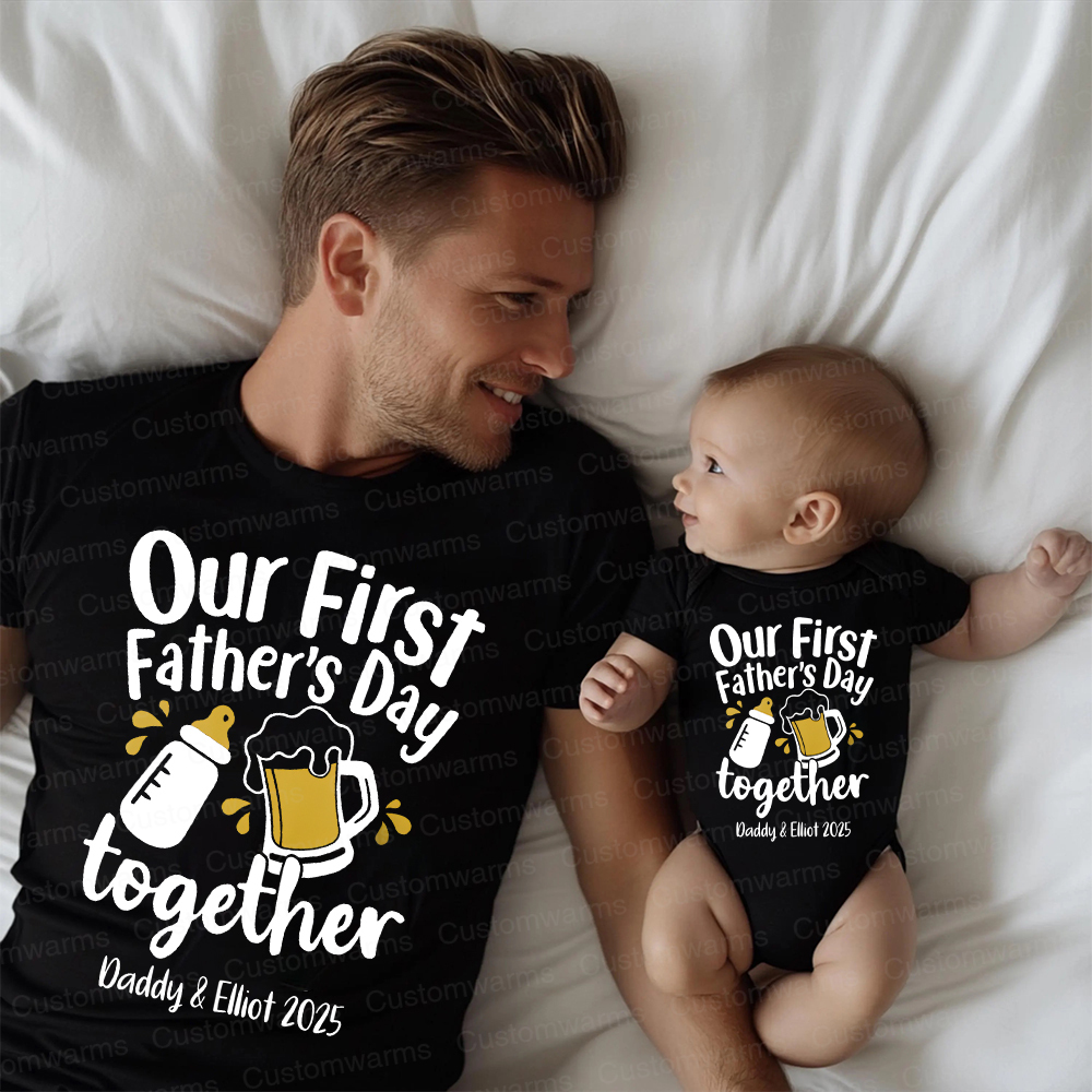 Personalized First Father's Day Daddy and Baby Outfit | CWFamily42