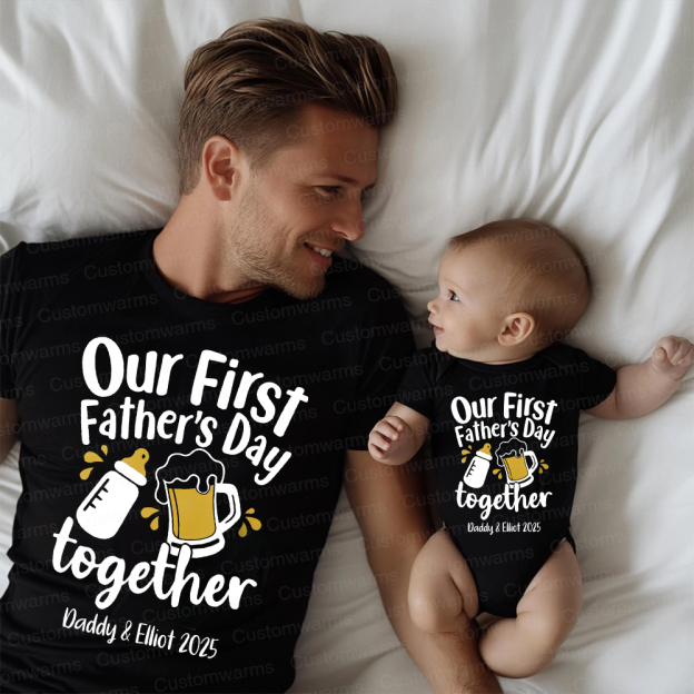 Personalized First Father's Day Daddy and Baby Outfit | CWFamily42