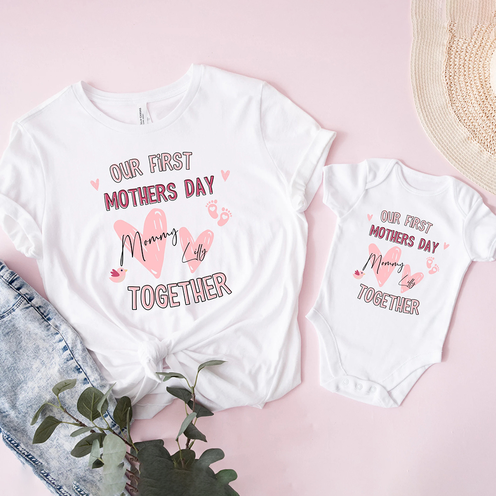 Personalized First Mother's Day Mommy and Baby Outfit | CWFamily47