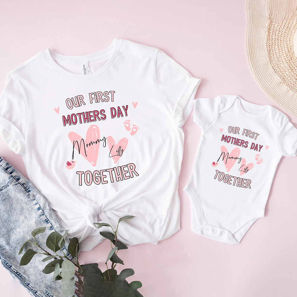 Personalized First Mother's Day Mommy and Baby Outfit | CWFamily47