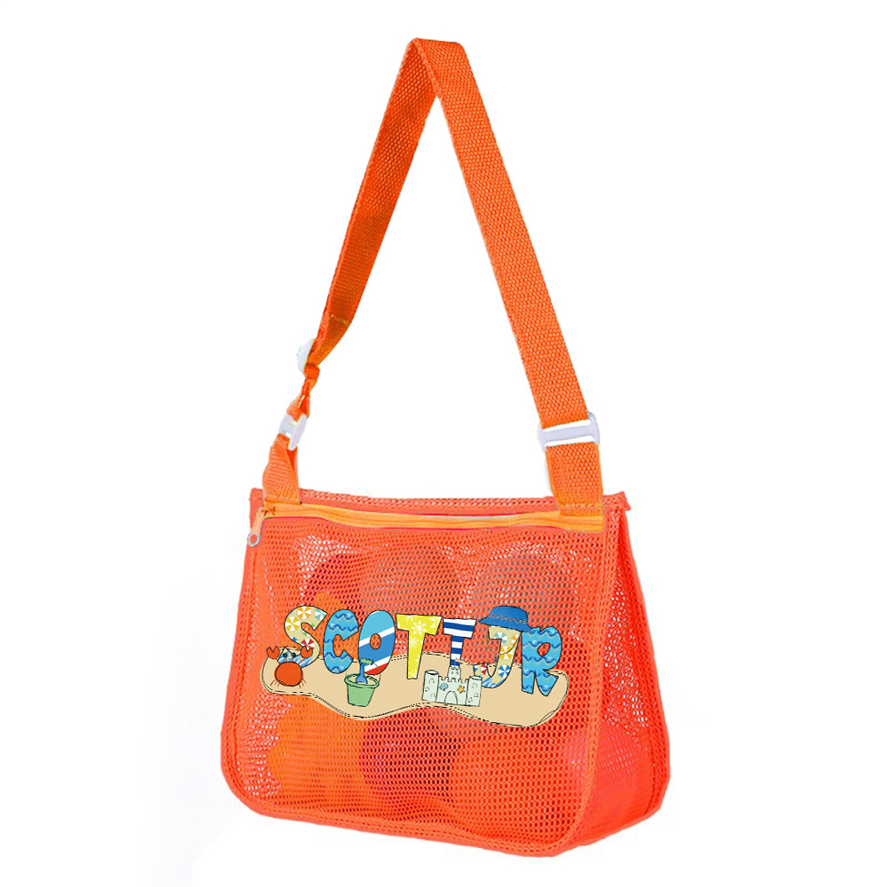 Personalized Seashell Zipper Mesh Beach Bag | CWBeach189