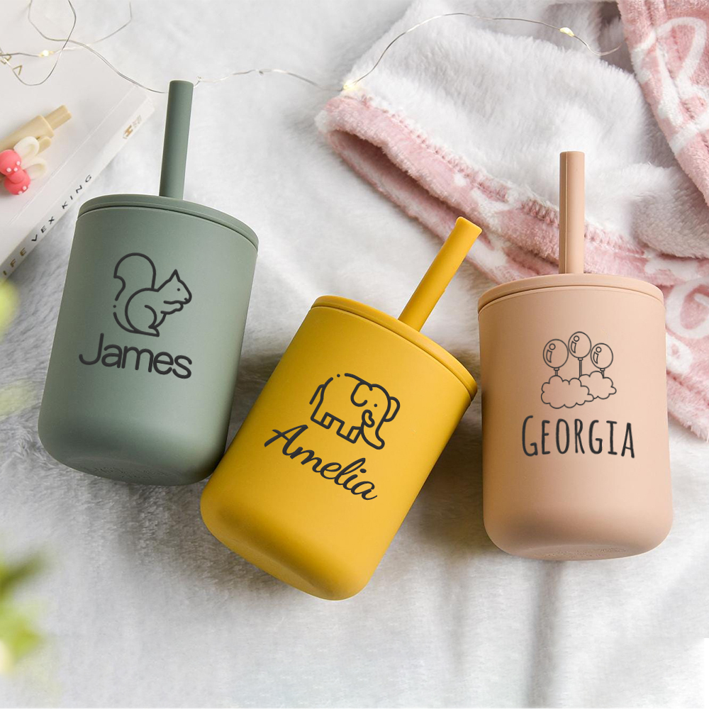 Personalised Baby Food Grade Sippy Silicone Cup  | CWBaby213