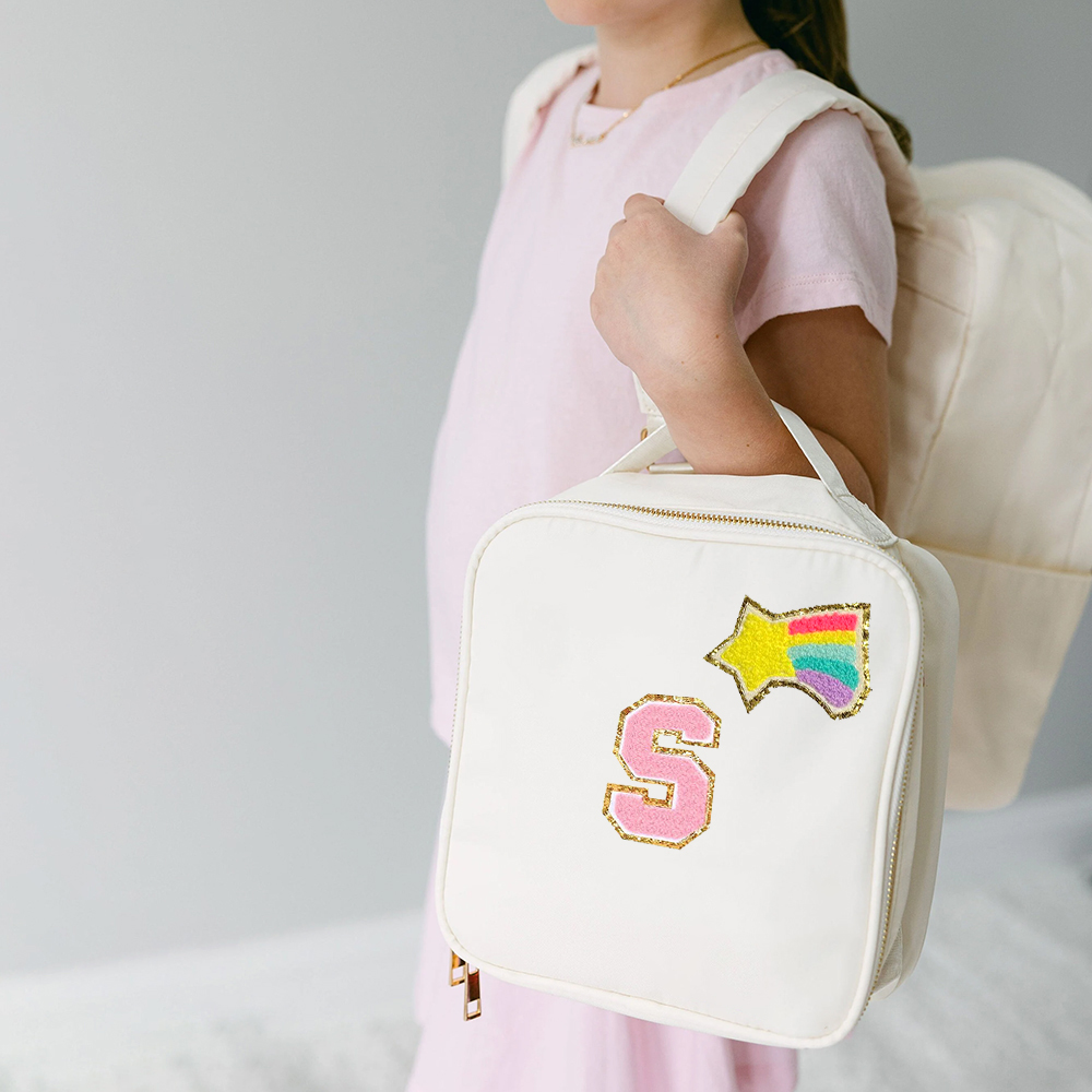 Personalized Lovely Chenille Letters Patch Kids School Backpack Set